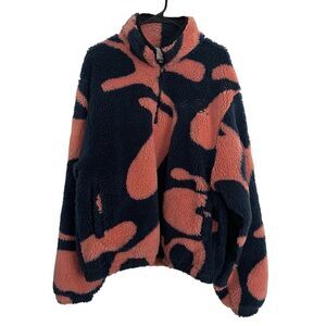 Le Pere Woods Quarter Zip Sherpa Pullover, Color Redbud Pink & Navy